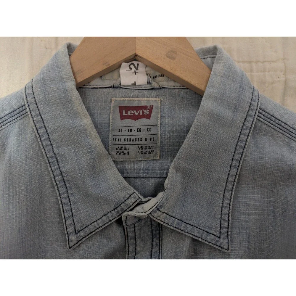Levi Strauss Blue Denim Long Sleeve Shirt Mens XL